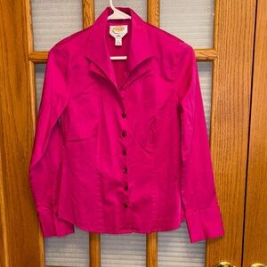 EUC Talbots Vibrant Pink Long Sleeve Blouse